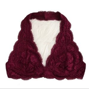 Burgundy red merlot lace halter neck bralette adjustable back